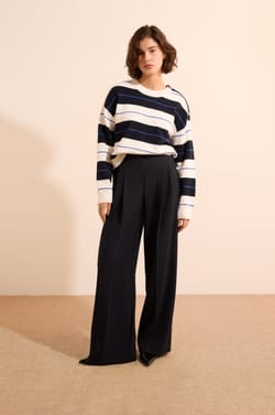 Pull manches longues &agrave; rayures;${refinementColor}