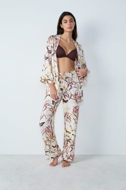 Pajama Pants With Floral Pattern;${refinementColor}