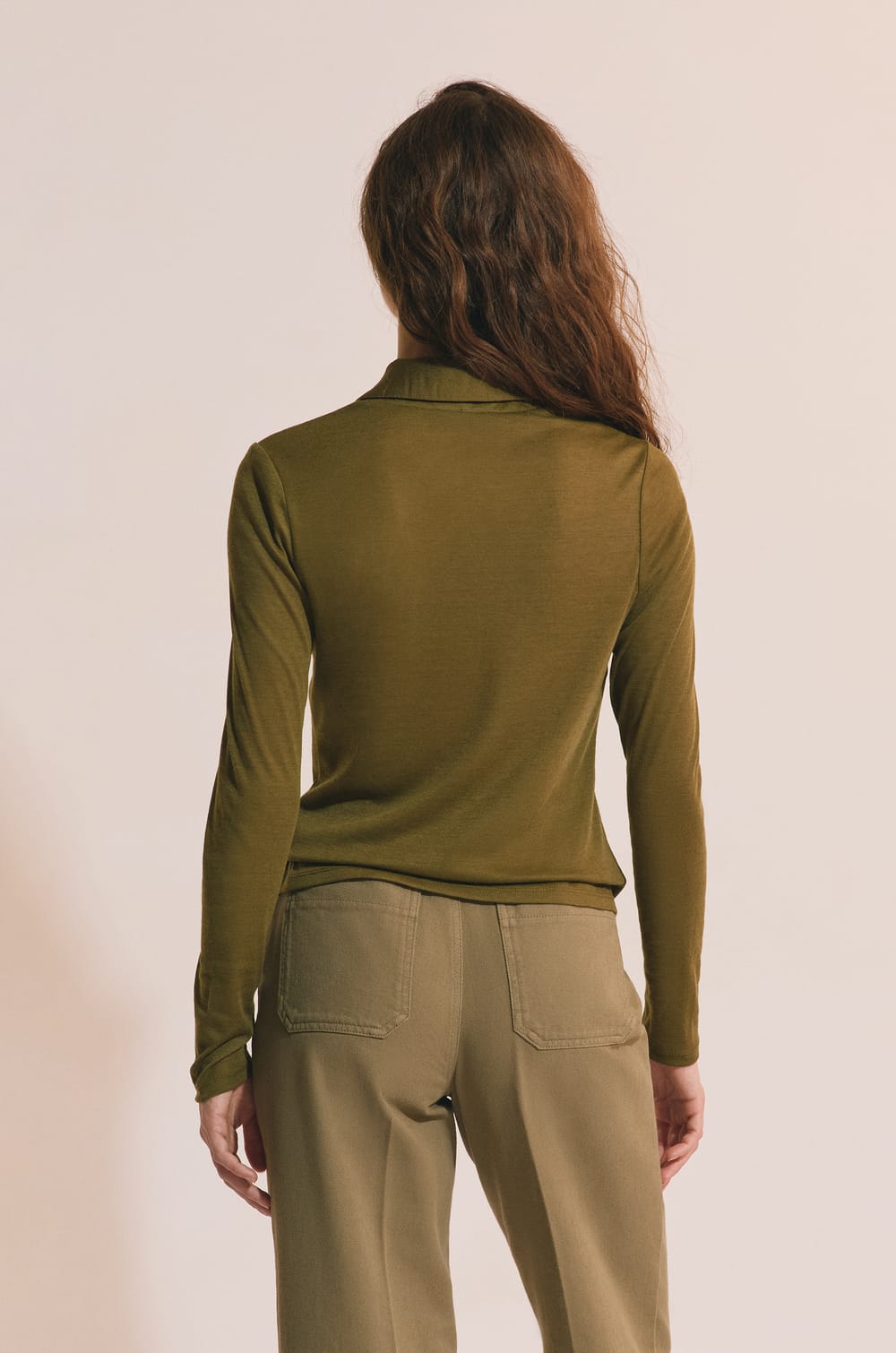 T-shirt manches longues col polo;${refinementColor}