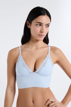 Soutien-gorge triangle en microfibre et dentelle;${refinementColor}