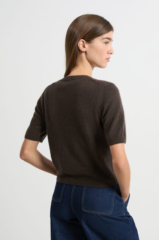 Short-sleeved cashmere sweater;${refinementColor}
