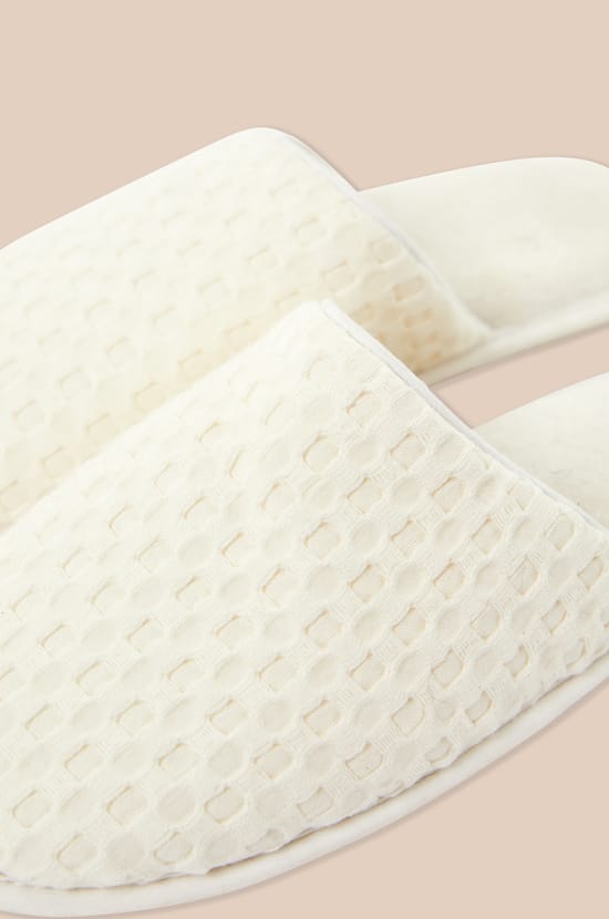 Honeycomb Cotton Mule Slippers;${refinementColor}