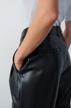 Wide-leg faux leather trousers;${refinementColor}