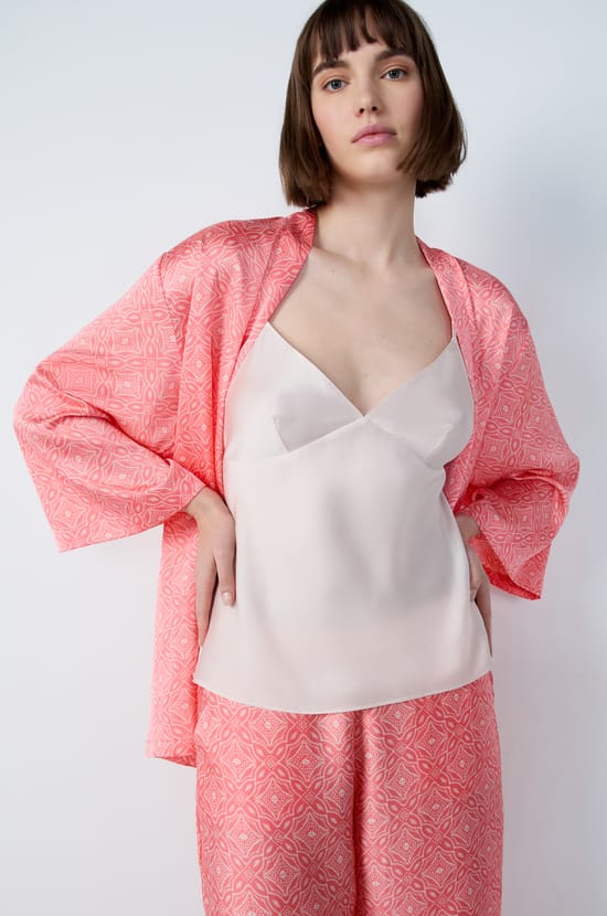 3-Piece Patterned Satin Pajamas;${refinementColor}