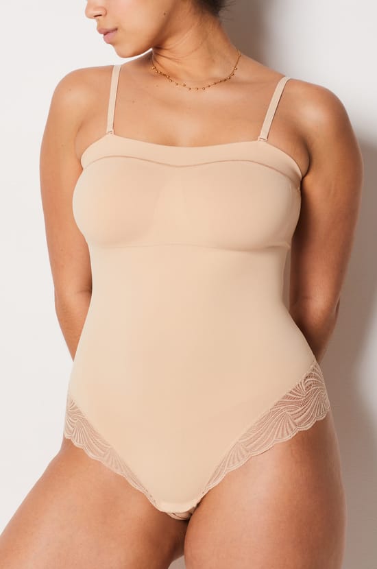 Shaping bodysuit with removable straps - light support;${refinementColor}