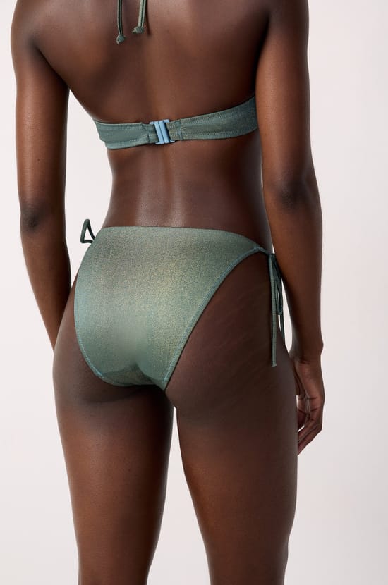 Glittery tie-side bikini bottom;${refinementColor}