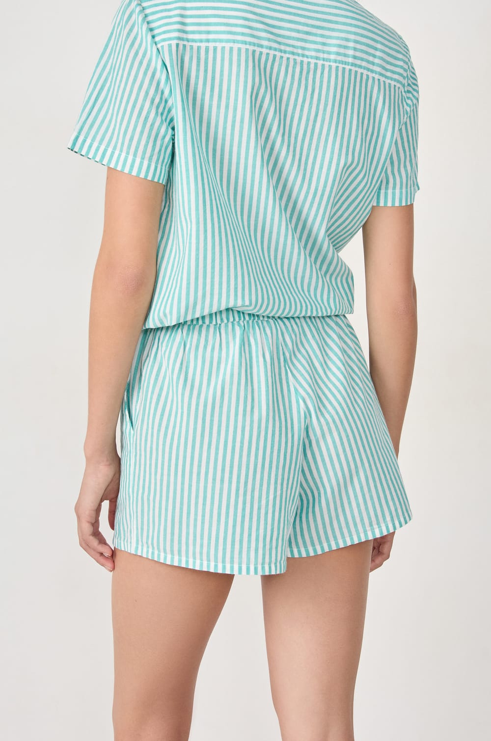 Short de pyjama rayé en coton;${refinementColor}