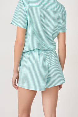Short de pyjama rayé en coton;${refinementColor}