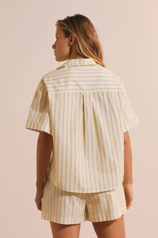 Chemise de pyjama en coton &agrave; rayures;${refinementColor}