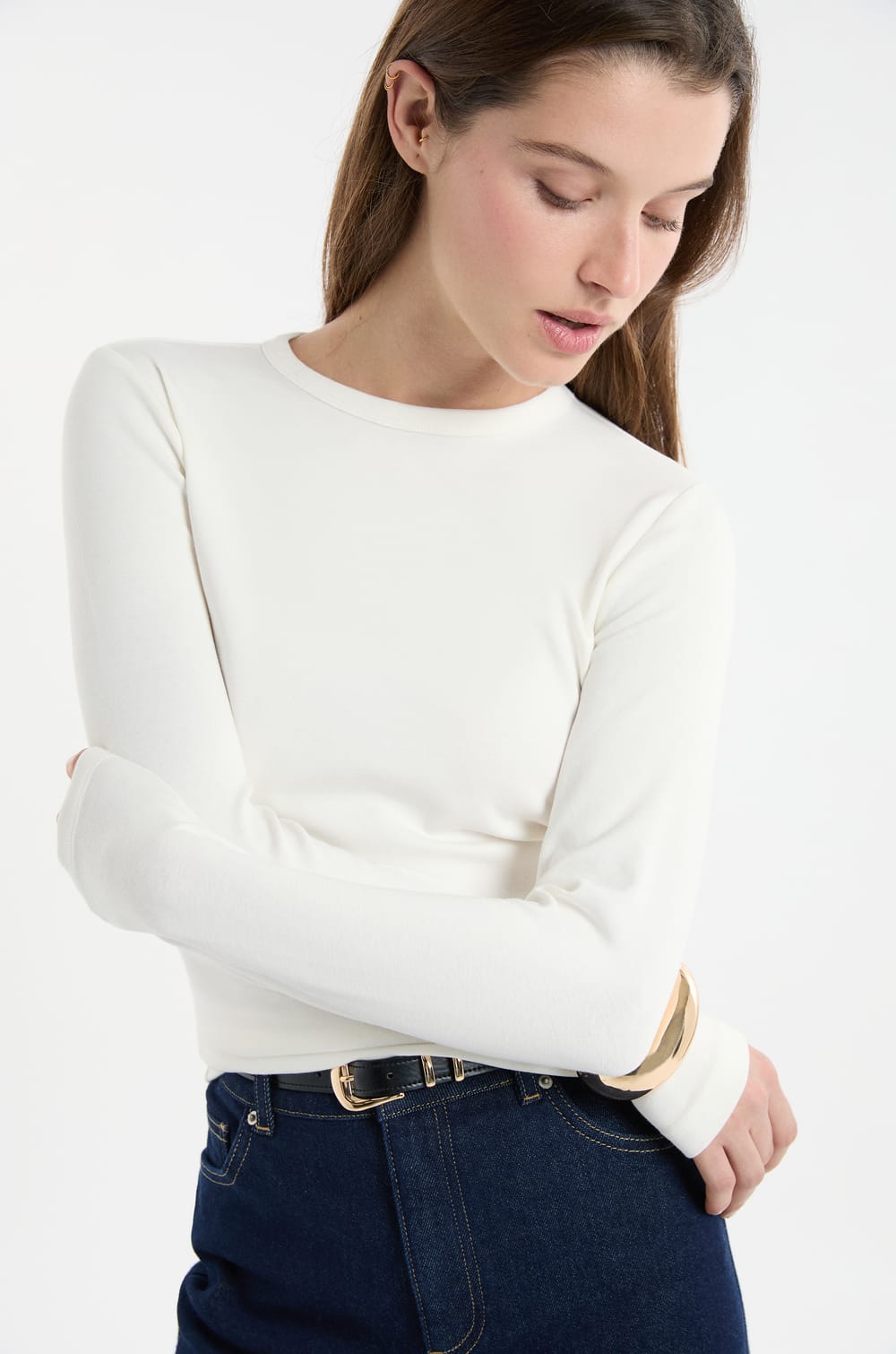 T-Shirt mit langen &Auml;rmeln aus Baumwoll-Modal;${refinementColor}