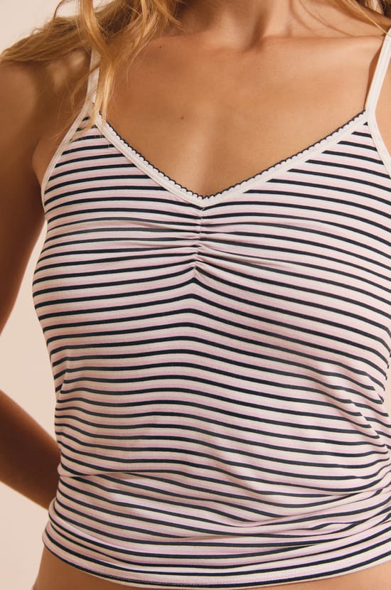 Caraco de pyjama &agrave; rayures;${refinementColor}