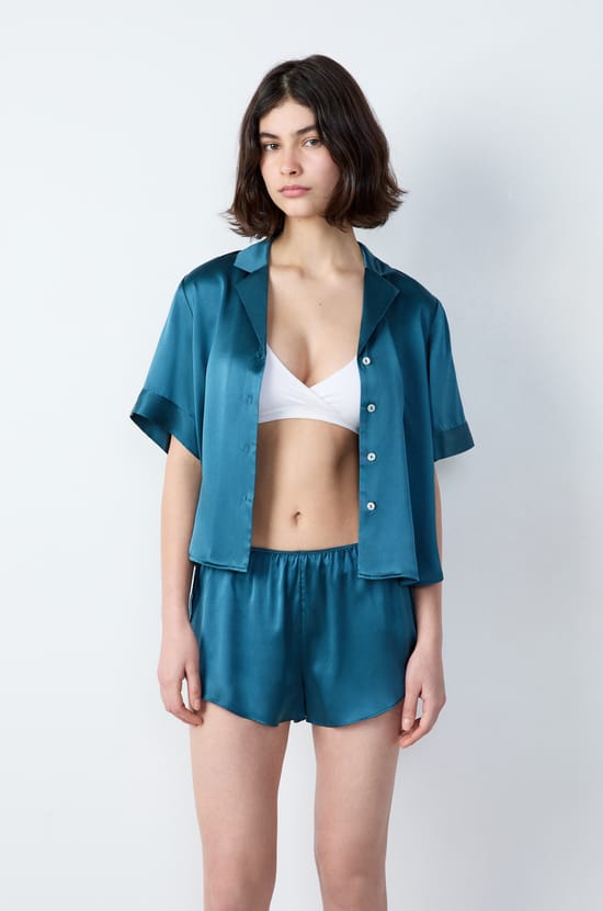 Short de pyjama en soie;${refinementColor}