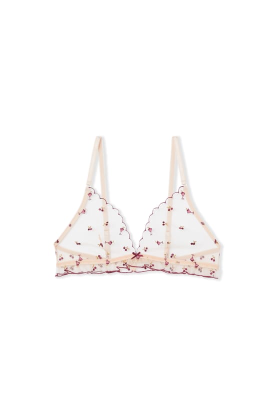 Sujetador triangular de tul estampado con motivos mocktail bordados;${refinementColor}
