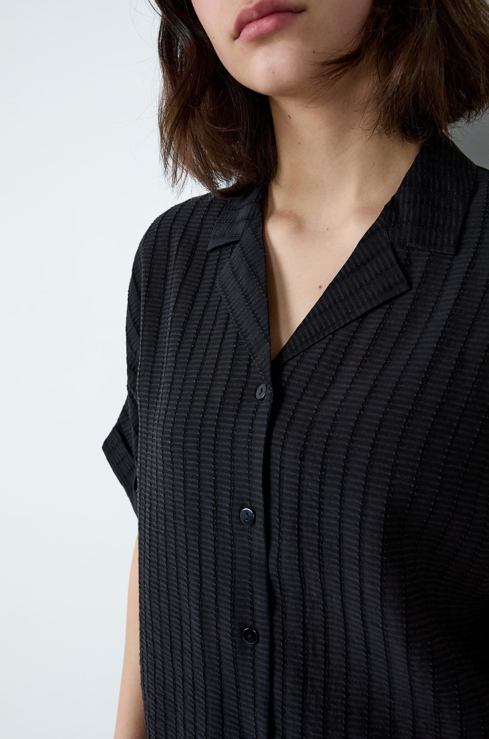 Chemise de pyjama manches courtes à rayures;${refinementColor}