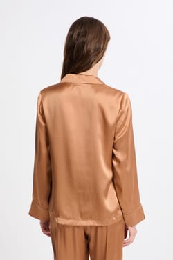 Chemise de pyjama manches longues en soie;${refinementColor}