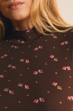 Body manches longues &agrave; motifs en coton;${refinementColor}