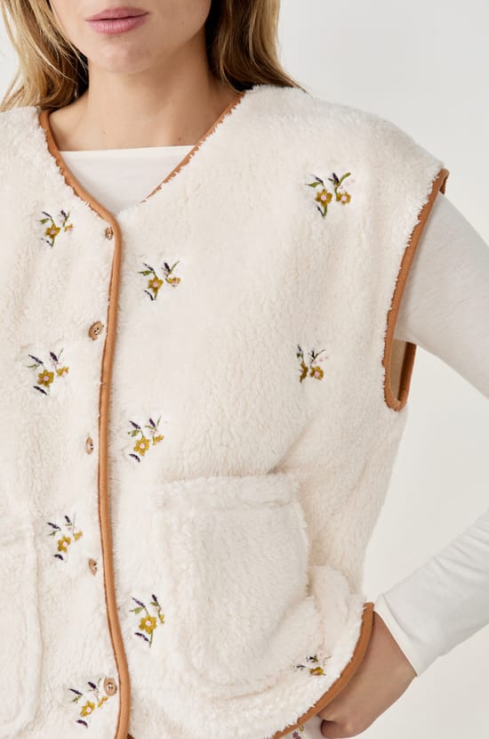 Gilet sans manches à fleurs;${refinementColor}