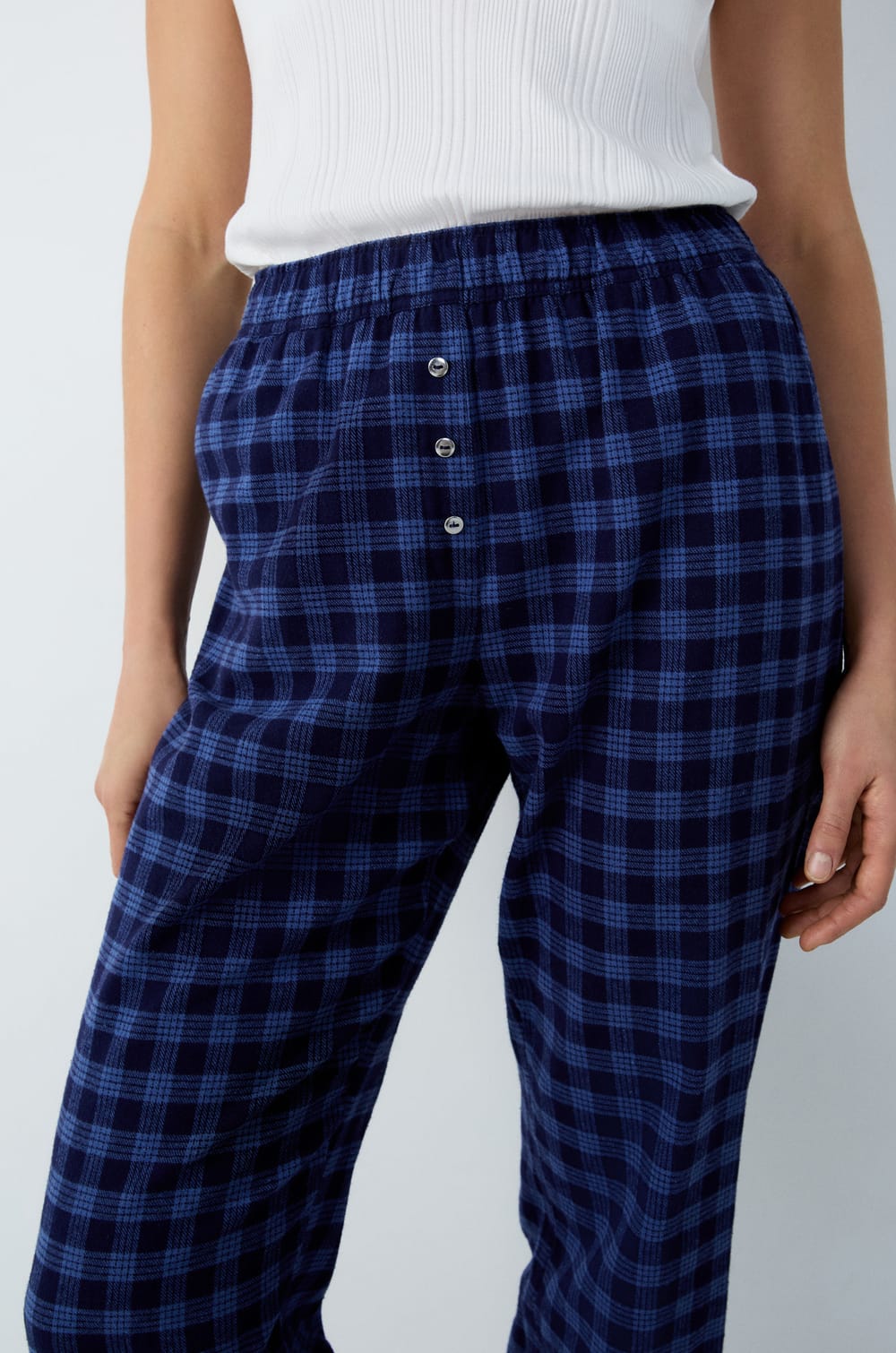 Checkered Cotton Pyjama Bottoms;${refinementColor}