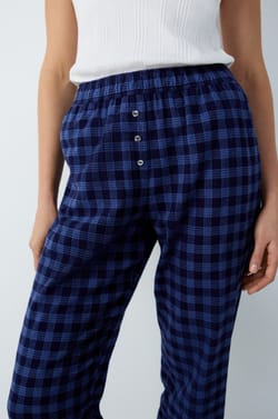 Checkered Cotton Pyjama Bottoms;${refinementColor}