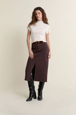 Jupe longue en jean;${refinementColor}