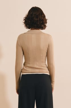 Pull manches longues &agrave; col polo;${refinementColor}