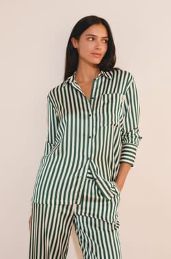 Striped Satin Shirt;${refinementColor}