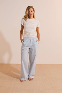 Pantalon de pyjama en coton &agrave; rayures;${refinementColor}
