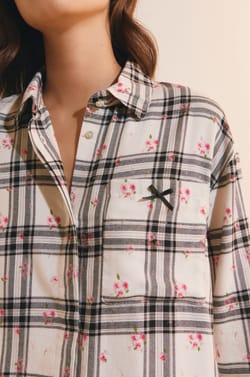 Chemise de nuit &agrave; carreaux avec coton;${refinementColor}