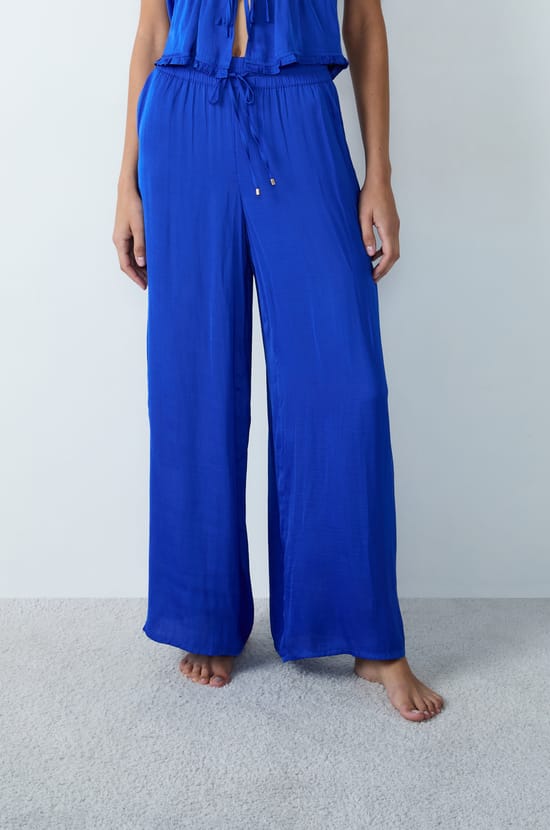 Pantalon satiné coupe large;${refinementColor}