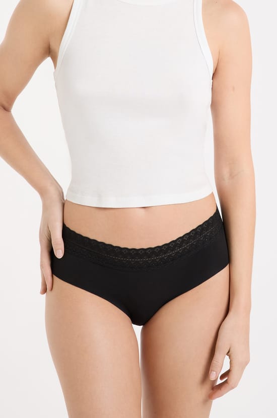 Cotton Boyshort with Back Seam;${refinementColor}