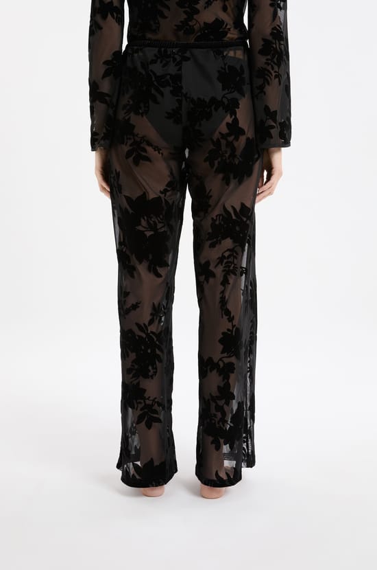 Pantalon de nuit transparent à motif fleurs;${refinementColor}