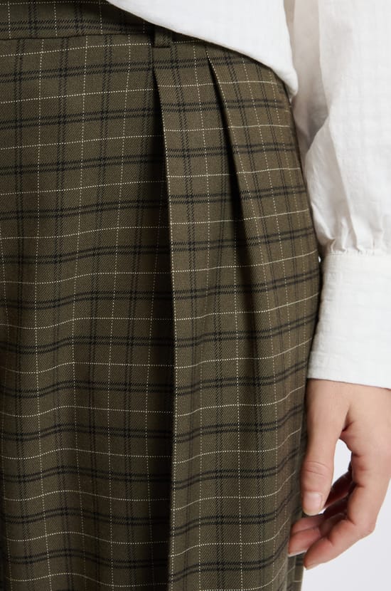 Wide-leg Checkered Trousers;${refinementColor}