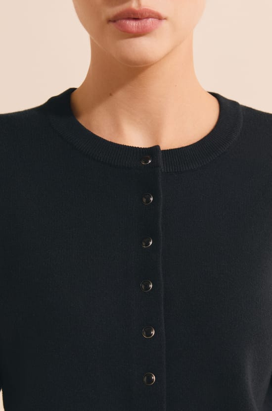 Cardigan col rond en maille;${refinementColor}