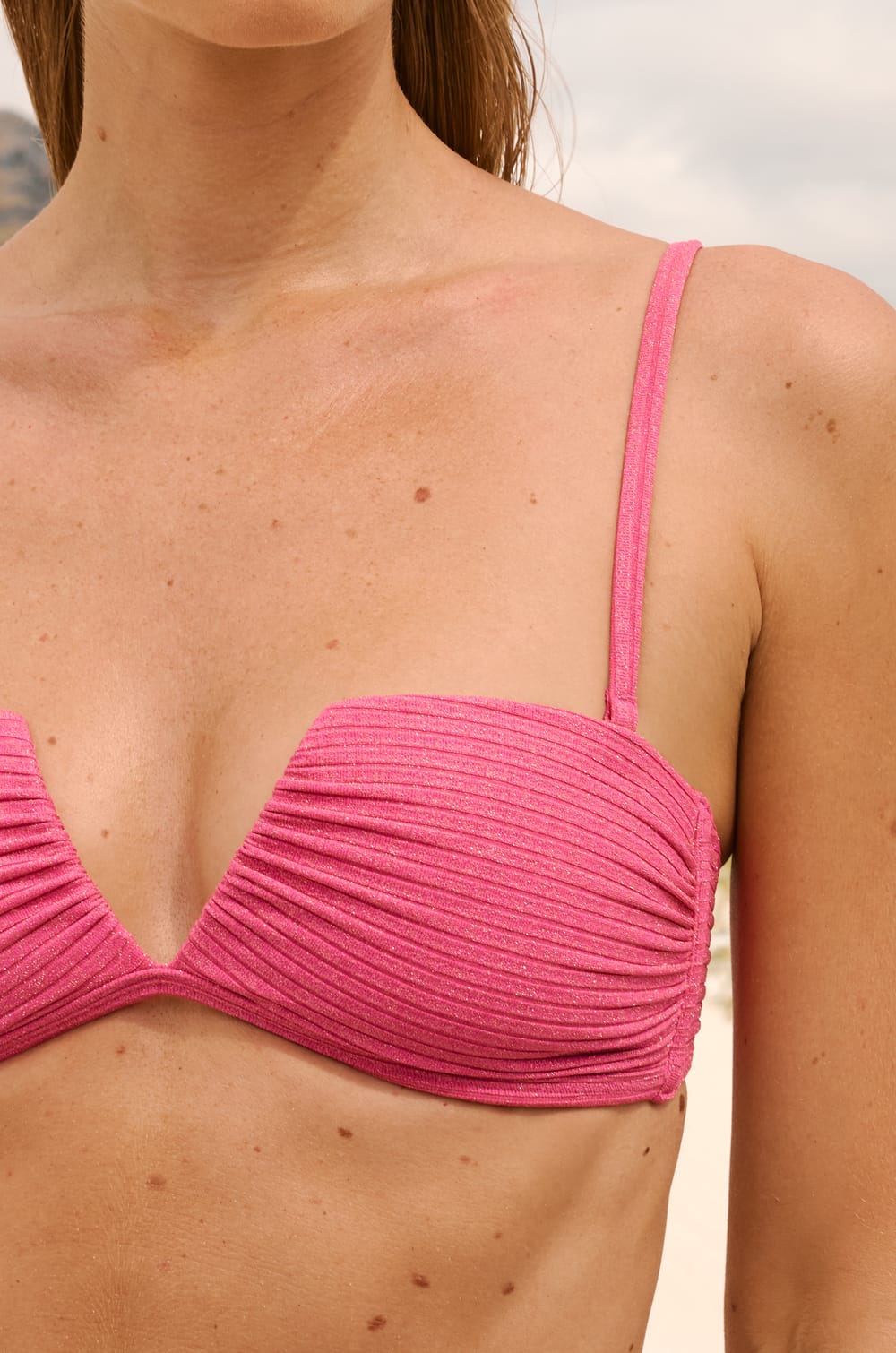 Haut de maillot de bain bandeau paillet&eacute; avec bretelles amovibles;${refinementColor}