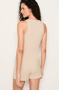 Ribbed cotton pyjama tank top;${refinementColor}