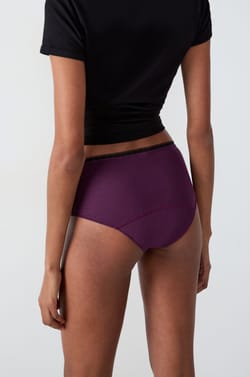 Flujo medio - Braguita menstrual de cintura alta Pointelle;${refinementColor}