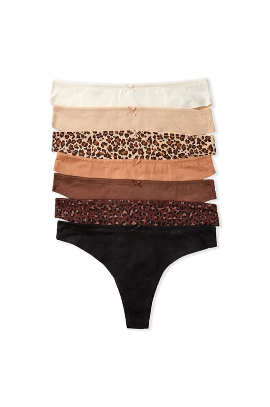 Lot de 7 tangas en coton;${refinementColor}