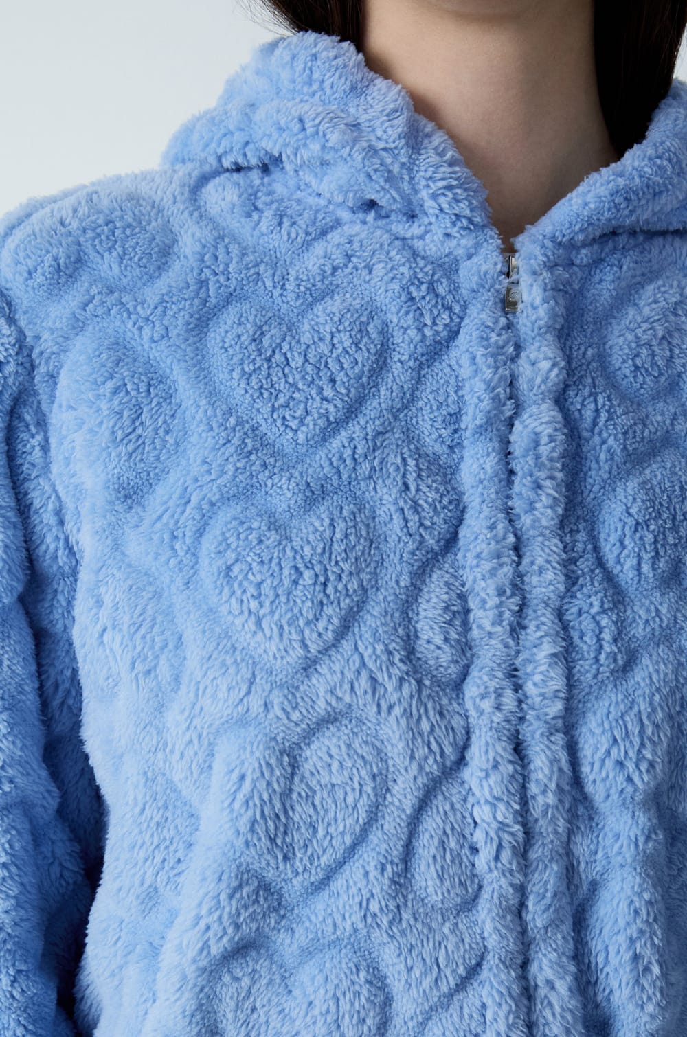 Fleece Hoodie with Heart Print;${refinementColor}