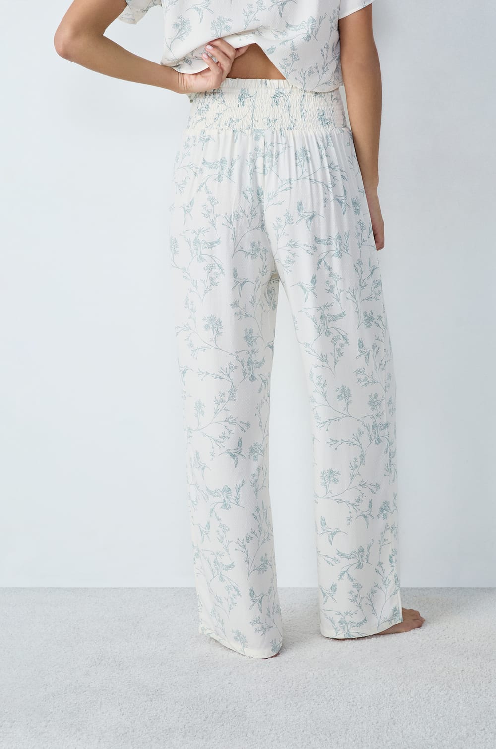 Pajama Pants With Floral Pattern;${refinementColor}