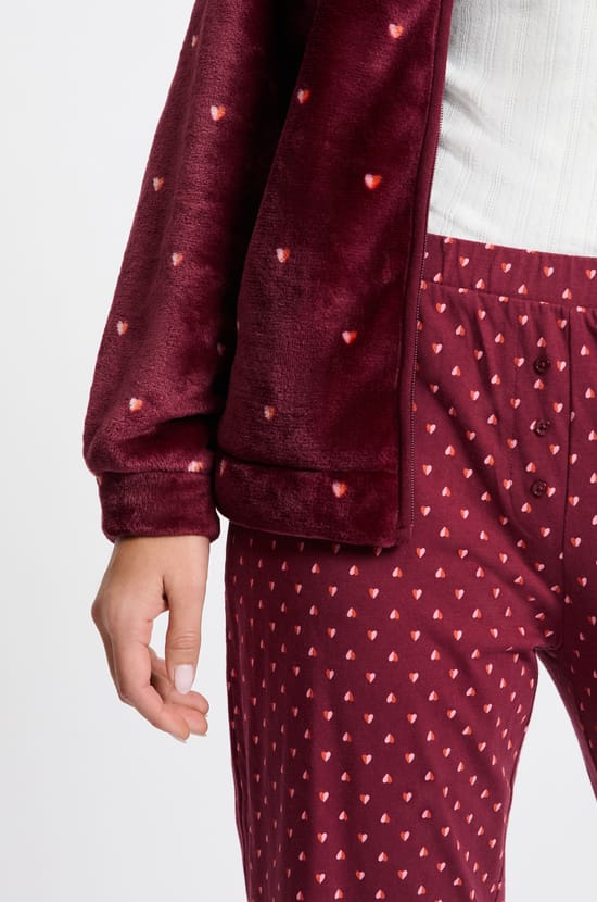 3-Piece Pajama Set With Heart Print In Cotton;${refinementColor}