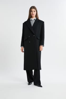 Manteau long coupe droite avec laine;${refinementColor}