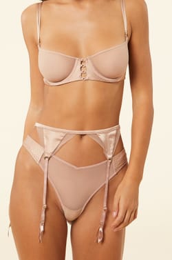 Silk Suspender Belt with Tulle Details;${refinementColor}