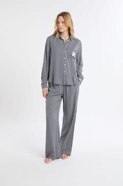 Chemise de pyjama à rayures à motif chien;${refinementColor}