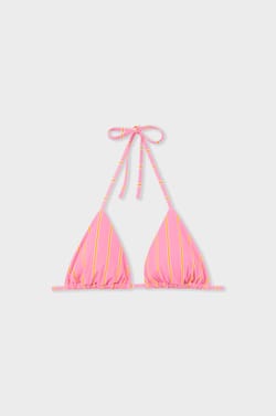 Top de bikini triangular a rayas;${refinementColor}