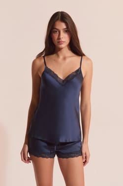 Silk Camisole with Lace Details;${refinementColor}