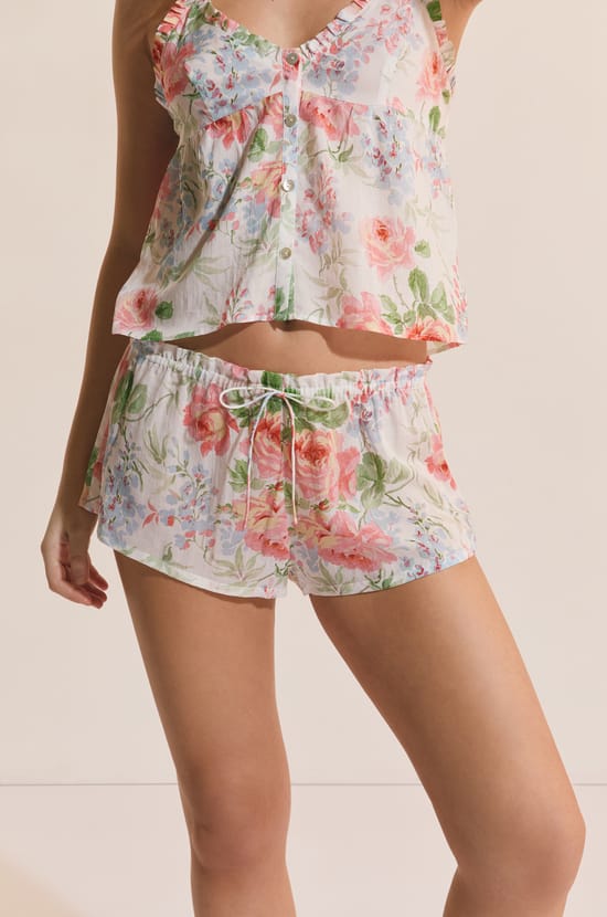 Short de pyjama &agrave; motif fleuri;${refinementColor}