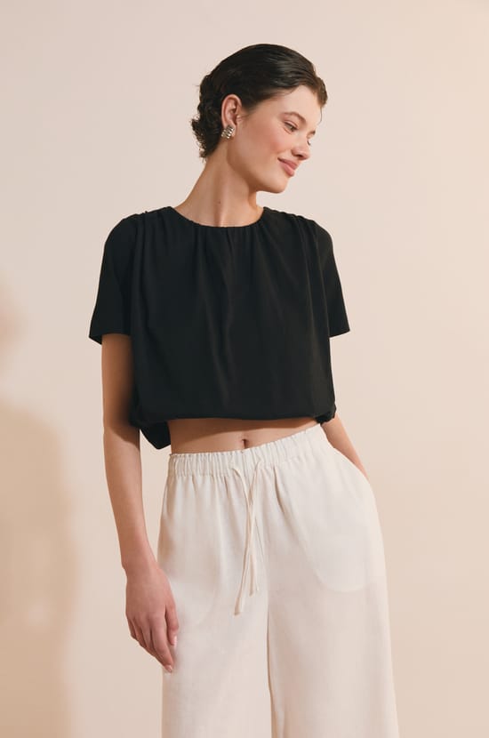 T-shirt bouffant en coton;${refinementColor}