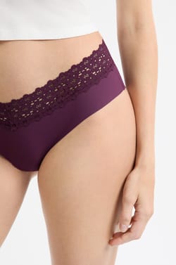 Braga brasile&ntilde;a en forma de V de microfibra y encaje;${refinementColor}