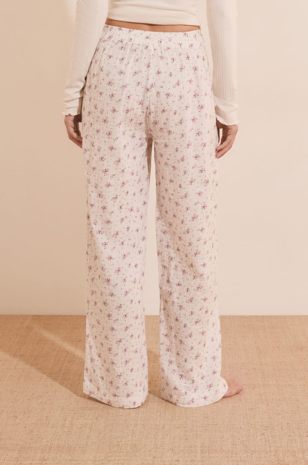 Pantalon de pyjama &agrave; motifs en coton;${refinementColor}