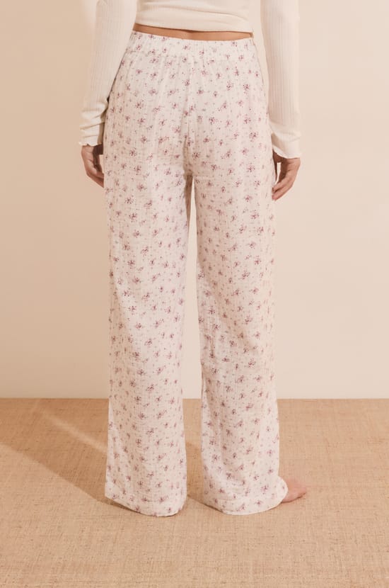 Pantalon de pyjama &agrave; motifs en coton;${refinementColor}